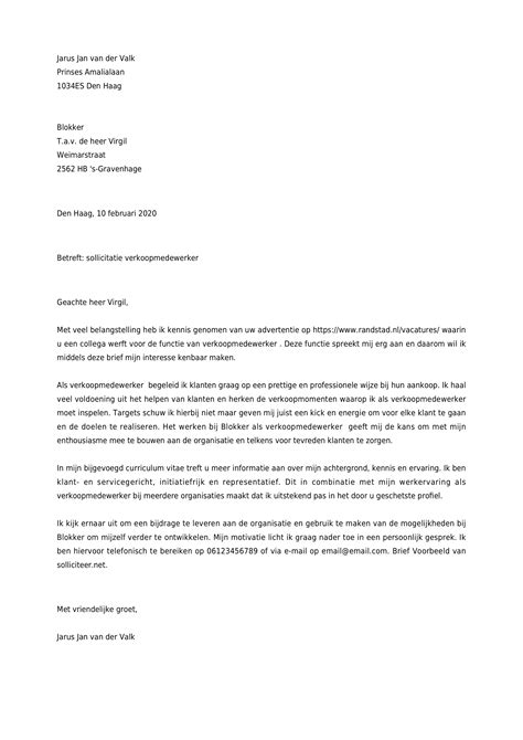 motivatiebrief voorbeeld